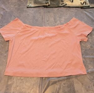 SHEIN Soft Knit Ribbed Crop Off-Shoulder Tee